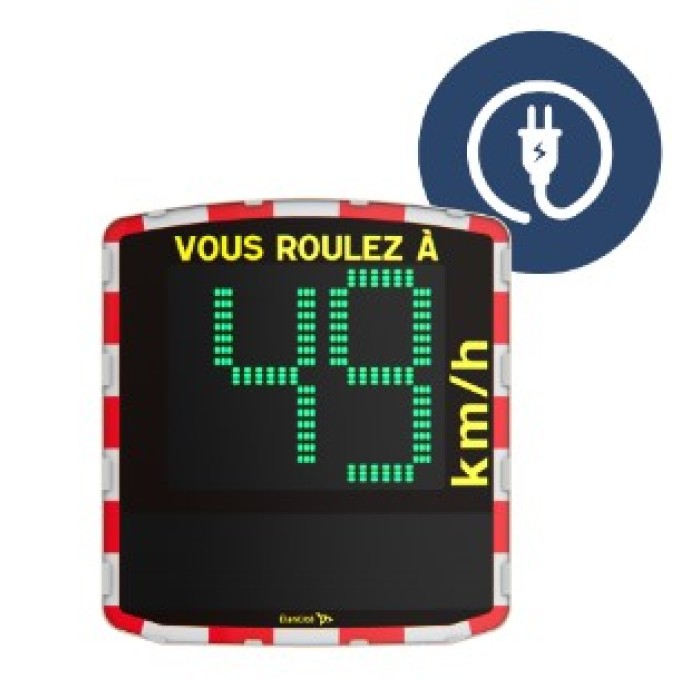 Dispozitiv electronic afisare viteza radar incorporat alimentare electrica si afisaj fata vesela/ trista 